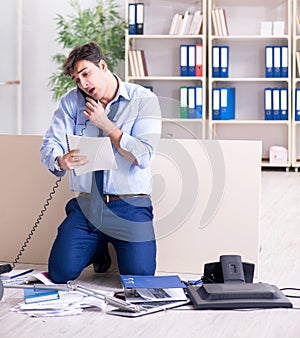 Businessman frustrated at many telephone calls