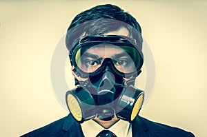 Businessman with gas mask - retro style