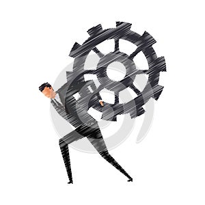 Businessman and gear icon image