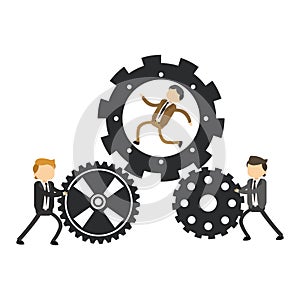 Businessman with gears