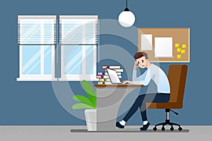 Businessman with a gestures facepalm emotion. Office people had a headache, disappointment or shame from work. Vector illustration