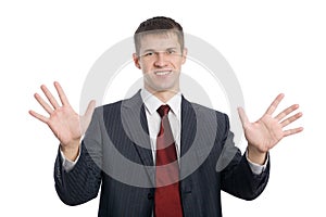 Businessman gesturing hands