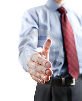 Businessman gesturing a handshake