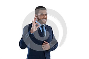 Businessman gesturing okay hand sign