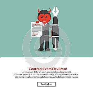 Businessman get contract from devilman