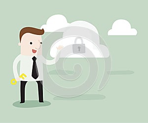 Businessman get key to Cloud