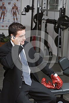 Businessman Getting Fighting Fit