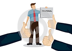 Businessman getting praises for his proposal. Concept of teamwork, recognition or appreciation