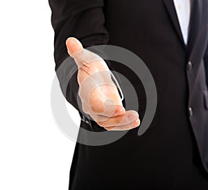 Businessman giving hand white background