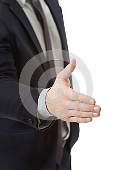 Businessman giving a handshake.