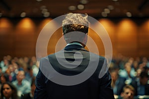 Businessman giving a presentation at a conference