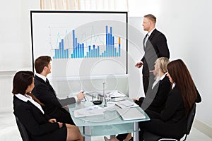 Businessman giving presentation in office