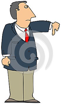 Businessman giving a thumbs down gesture