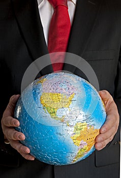 Businessman with globe