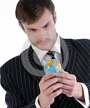 Businessman and globe