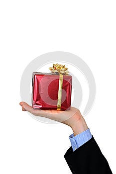 Businessman with glossy gift