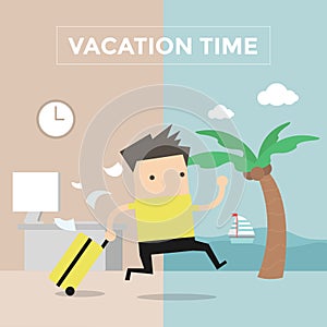 Businessman go to travel on vacation time