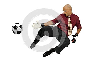 Businessman goalkeeper