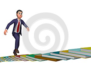 Businessman Going Up Means Stair Staircase And Ascending