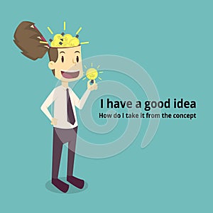 Businessman with a good idea.cartoon of business,employee success is the concept of the man characters business,the mood