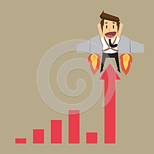 Businessman with graph fling up