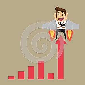 Businessman with graph fling up photo