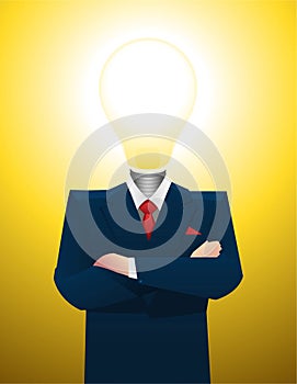 Businessman great idea lightbulb inspiration moment