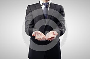 Businessman with hand