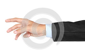 Businessman hand and arm reaching for something