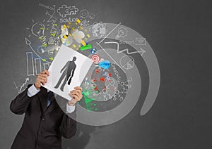 Businessman hand with book choosing people