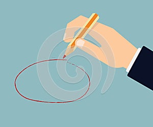 Businessman hand draw a speech bubble