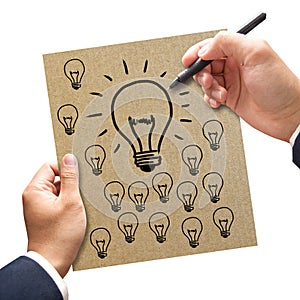 Businessman hand drawing a big idea team