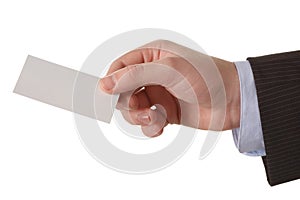 Businessman hand with a empty business card