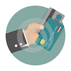 Businessman hand holding credit card