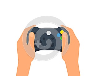 Businessman hand holding game controller - Flat style