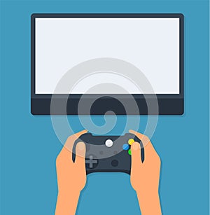 Businessman hand holding game controller - Flat style