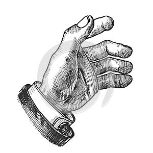 Businessman Hand Make Gesture Monochrome Vector