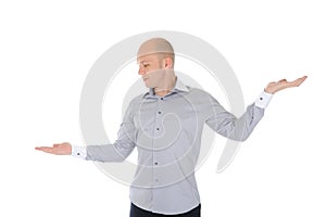 Businessman with hand outstretched