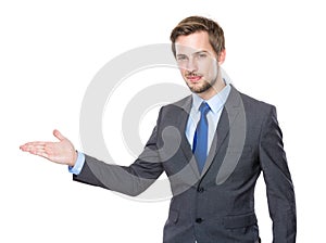 Businessman with hand show with balnk sign