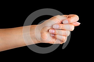 Businessman hand is showing a fico sign