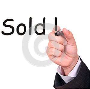 Businessman hand and sold
