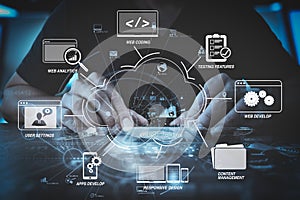 businessman hand working with modern computer in modern office w