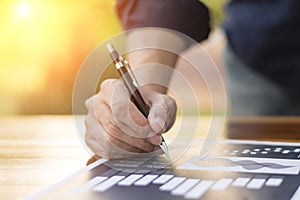 businessman hand working with new modern computer and business strategy as concept