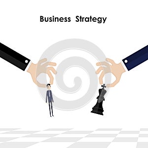 Businessman,Hands and King of chess symbol with business and mar