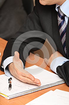 Businessman hands and notepad