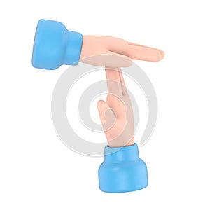 Businessman hands signaled a break from work. Gesture hands time-out isolated . 3D illustration flat design style