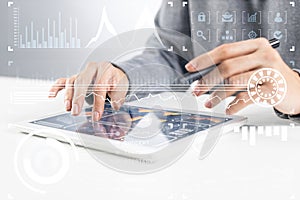 Businessman hands using tablet computer