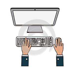 Businessman hands working on computer