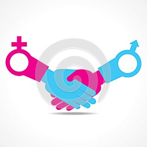 Businessman handshake background with male and fem
