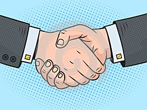 Businessman handshake pinup pop art vector